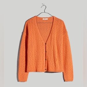 NEW MADEWELL - Open-Stitch Cardigan Sweater in Rust